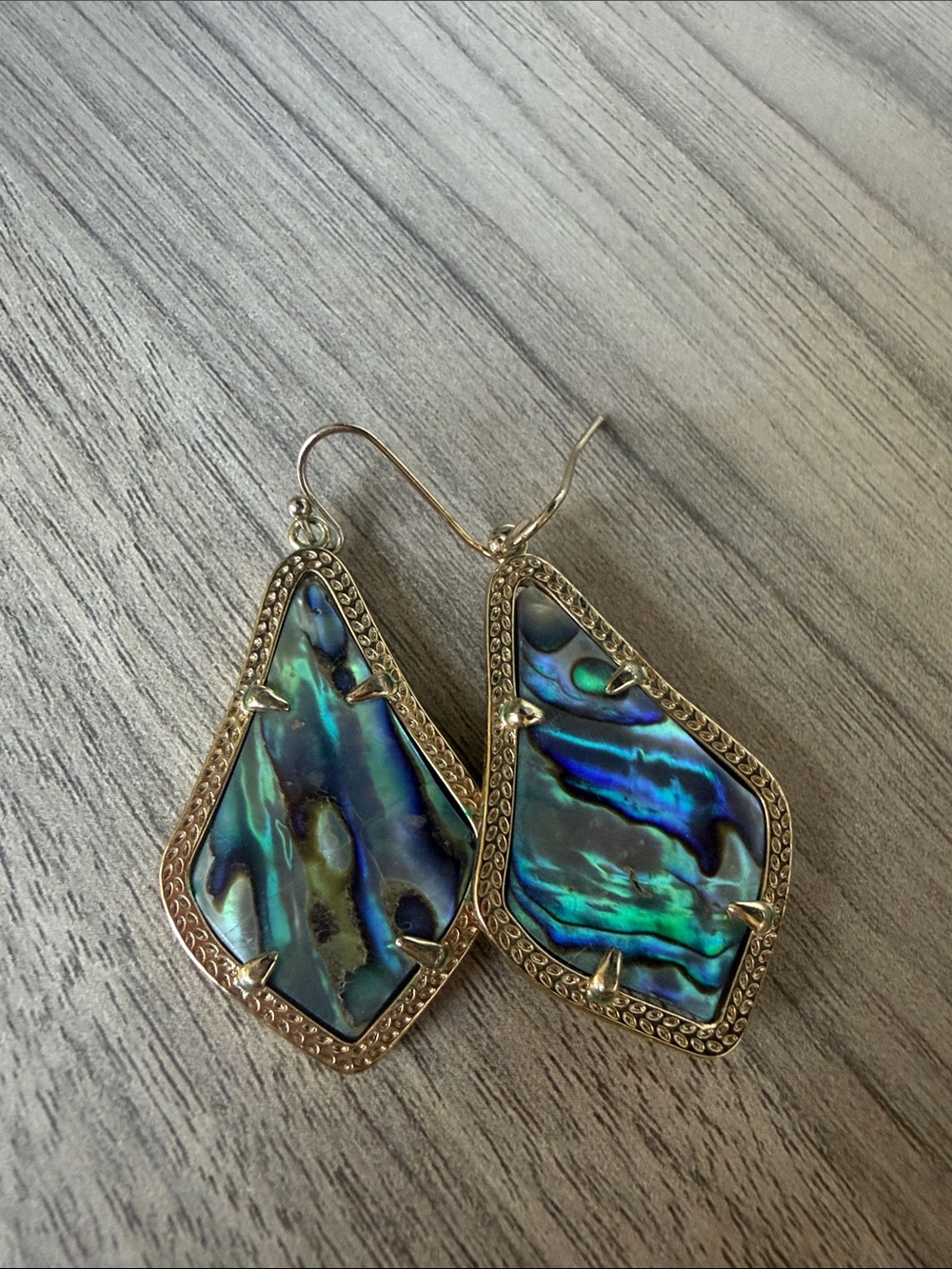 Kendra Scott Iridescent Blue-Green Abalone Drop Earrings